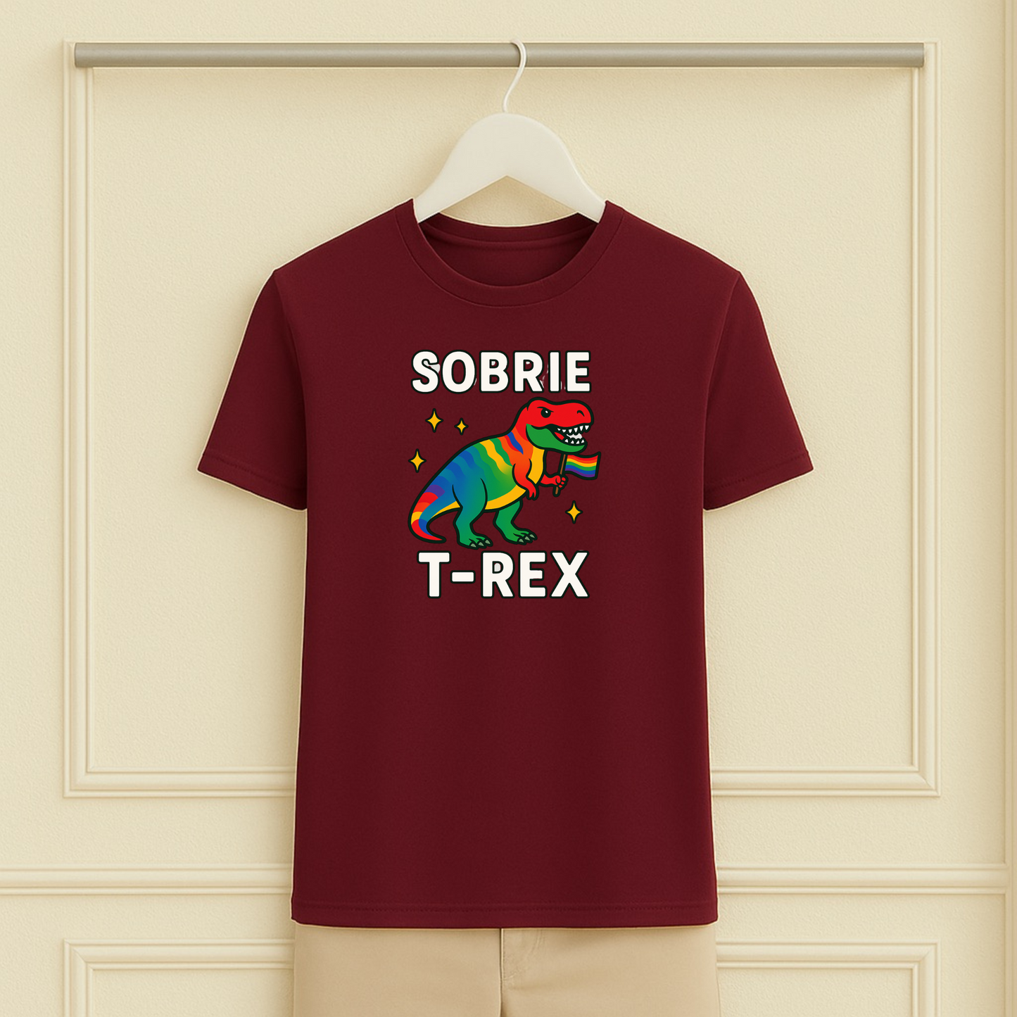 Gay Dino Sobrie T-Rex Sober Tee