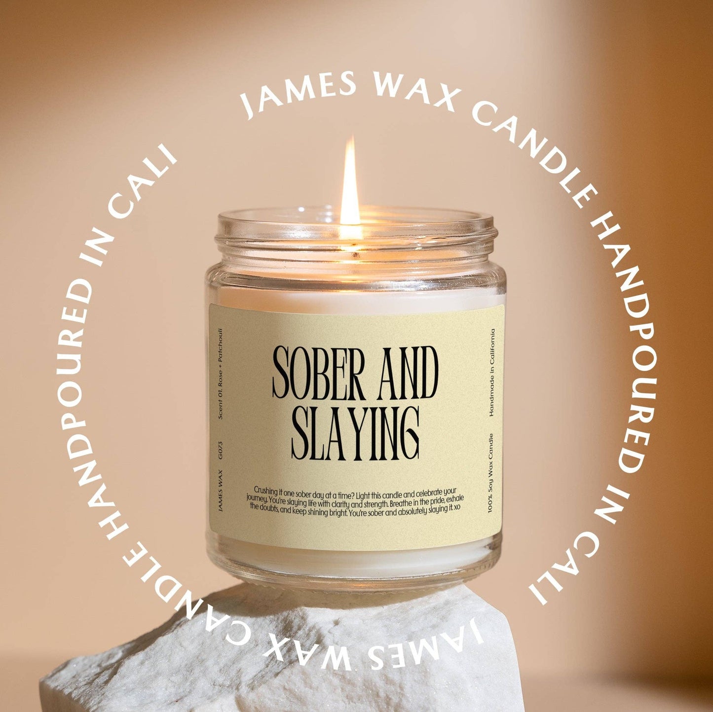 Sobriety Sober and Slaying Candle White Tea + Jasmine Scent