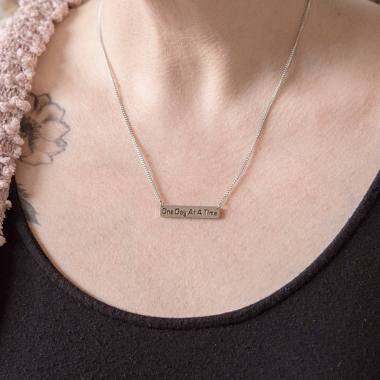 "One Day At A Time" Inspirational Positive Quote Necklace