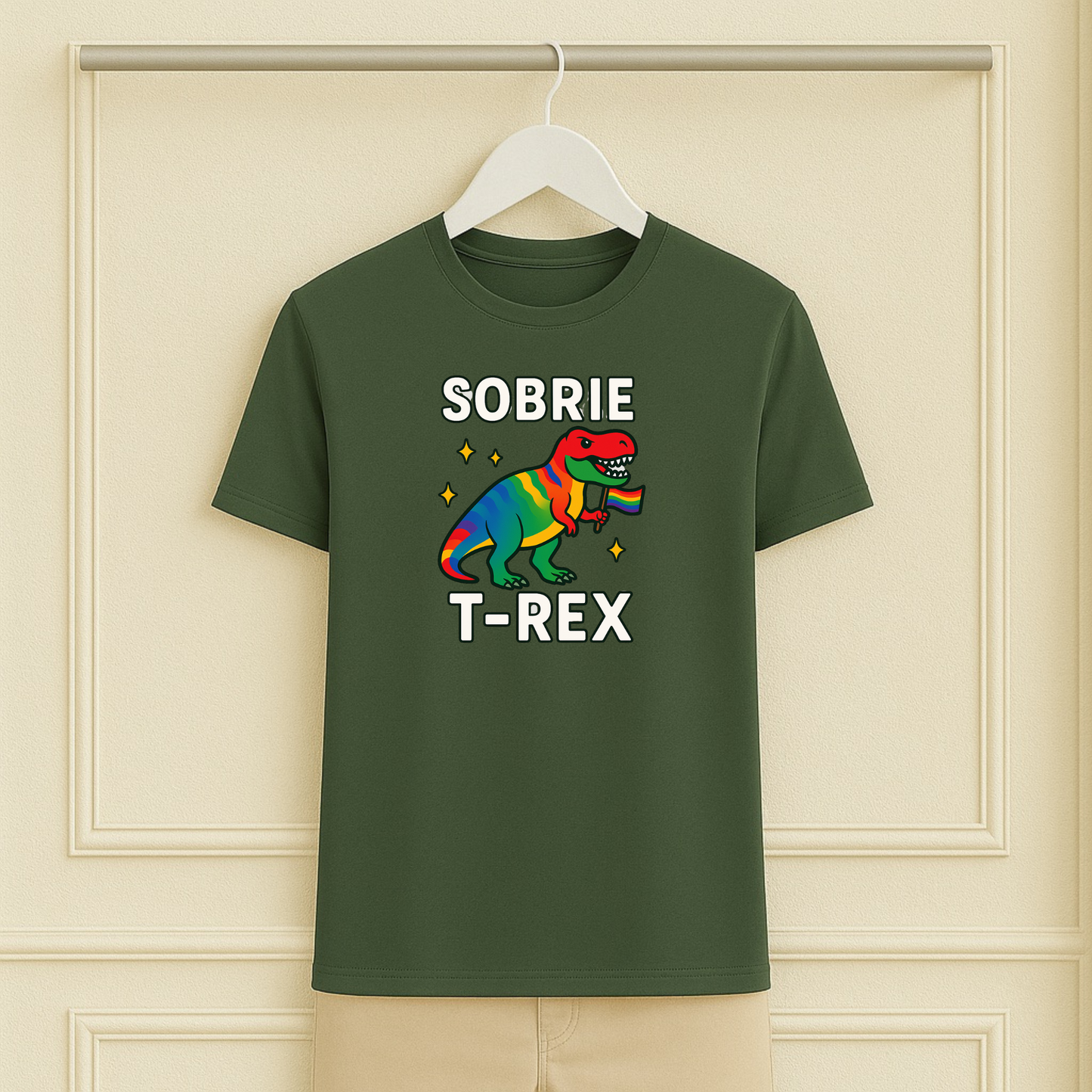 Gay Dino Sobrie T-Rex Sober Tee