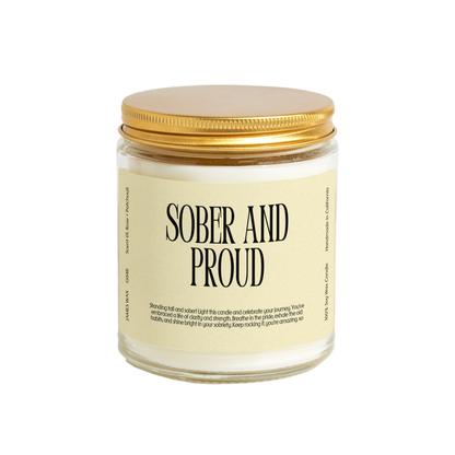 Sobriety Sober and Proud Candle Coconut & Orange Scent